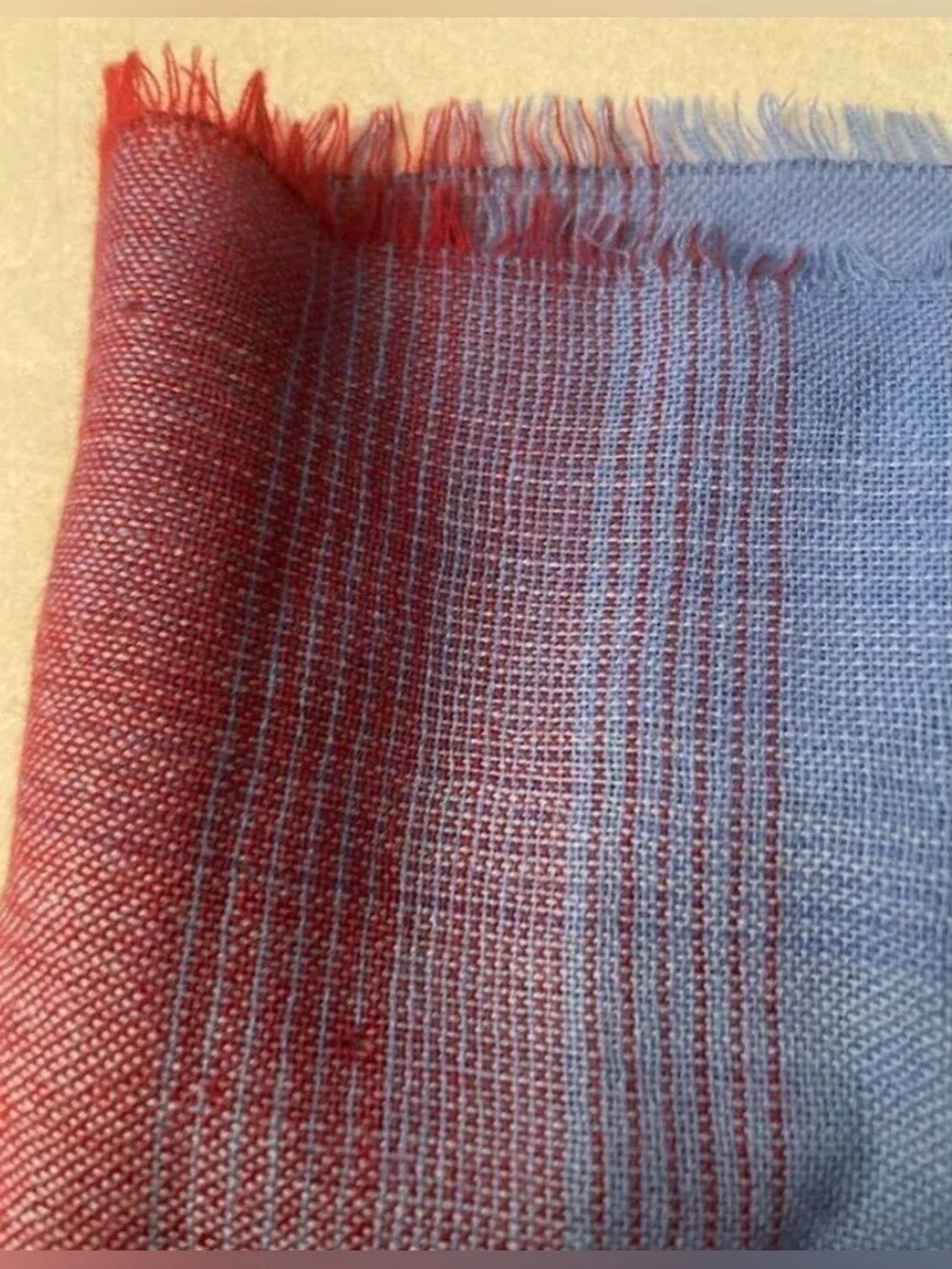 Red Blue Woven Fringe Scarf Wrap Shawl Soft Winter Rectangle